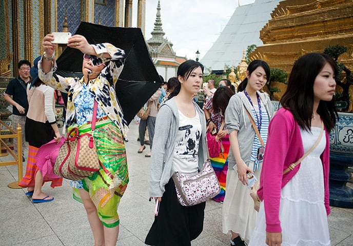 Tourists at the Grand Palace in Bangkok